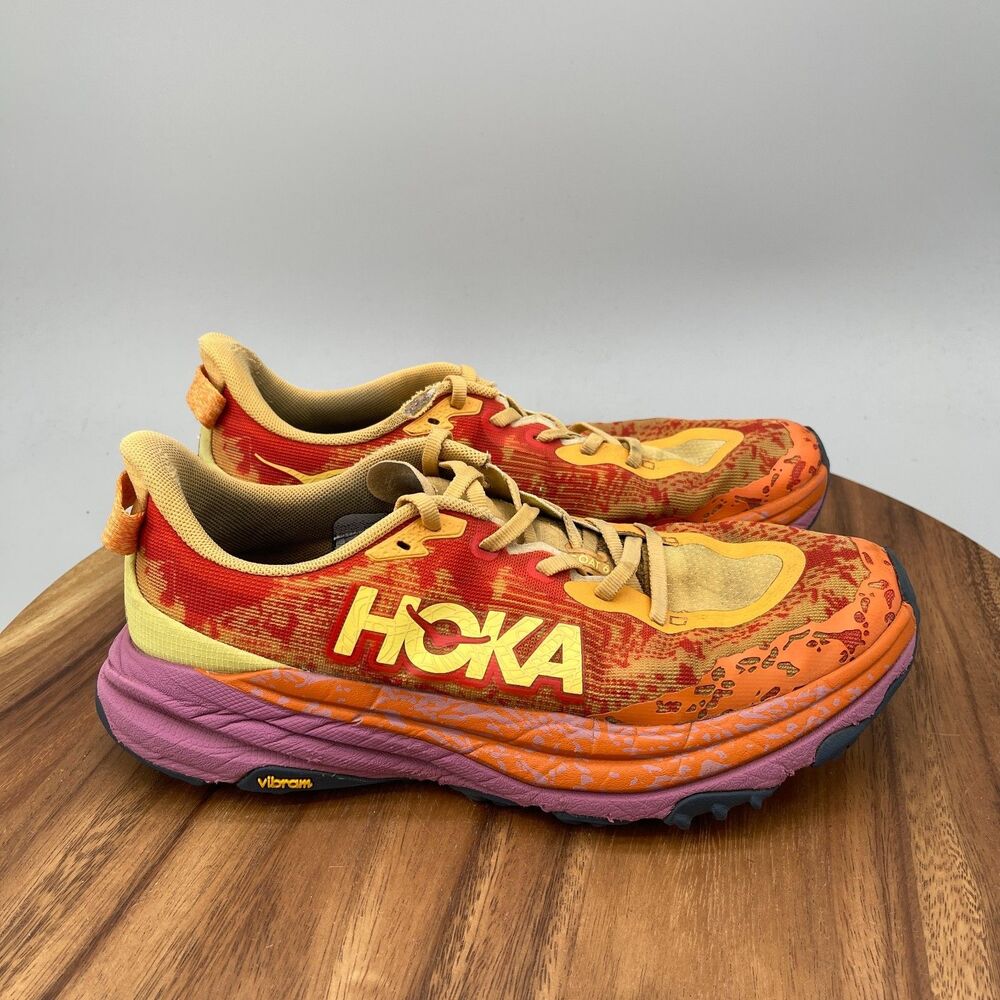 Hoka One One Speedgoat 6 Shoes Womens Size 9 B Orange Trail Running Hiking